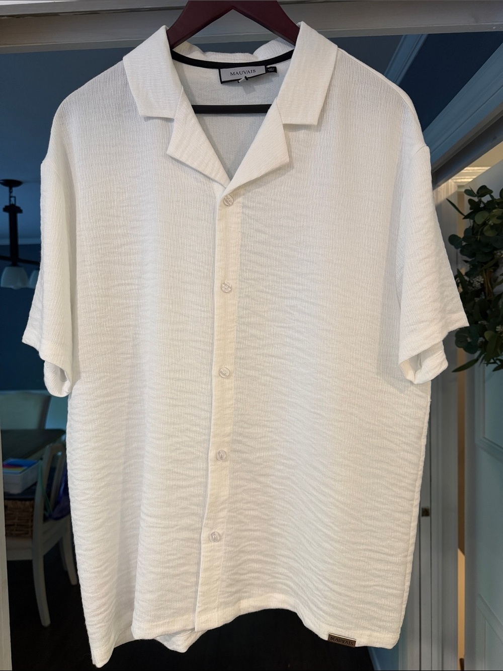 Mauvais Men's Eivissa Relaxed Fit Shirt in White, Size Large